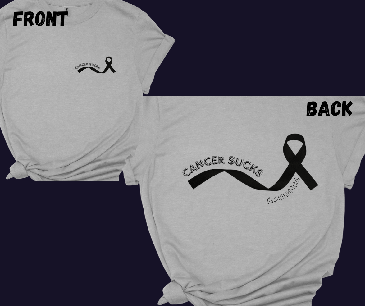 Haunted Postcard-Cancer Sucks -Black ribbon