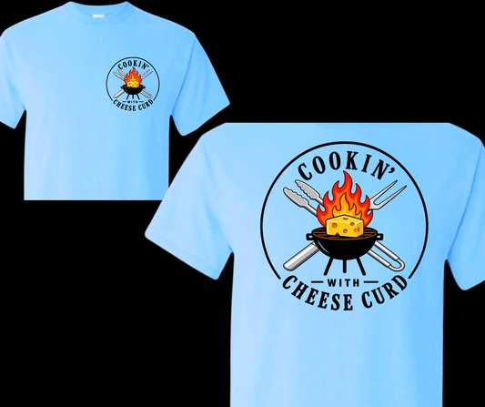 Cookin' with Cheese Curd- colored Logo front/back light blue