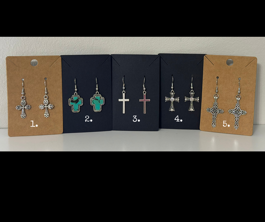 Mama's quilt shop-cross Earrings