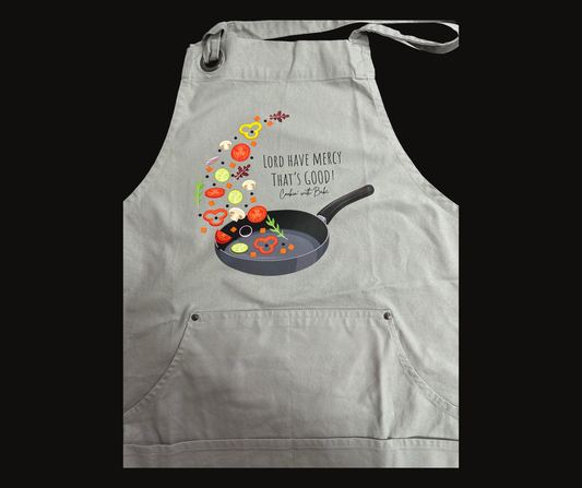 Cookin' with Babe-Apron Lord have mercy light gray
