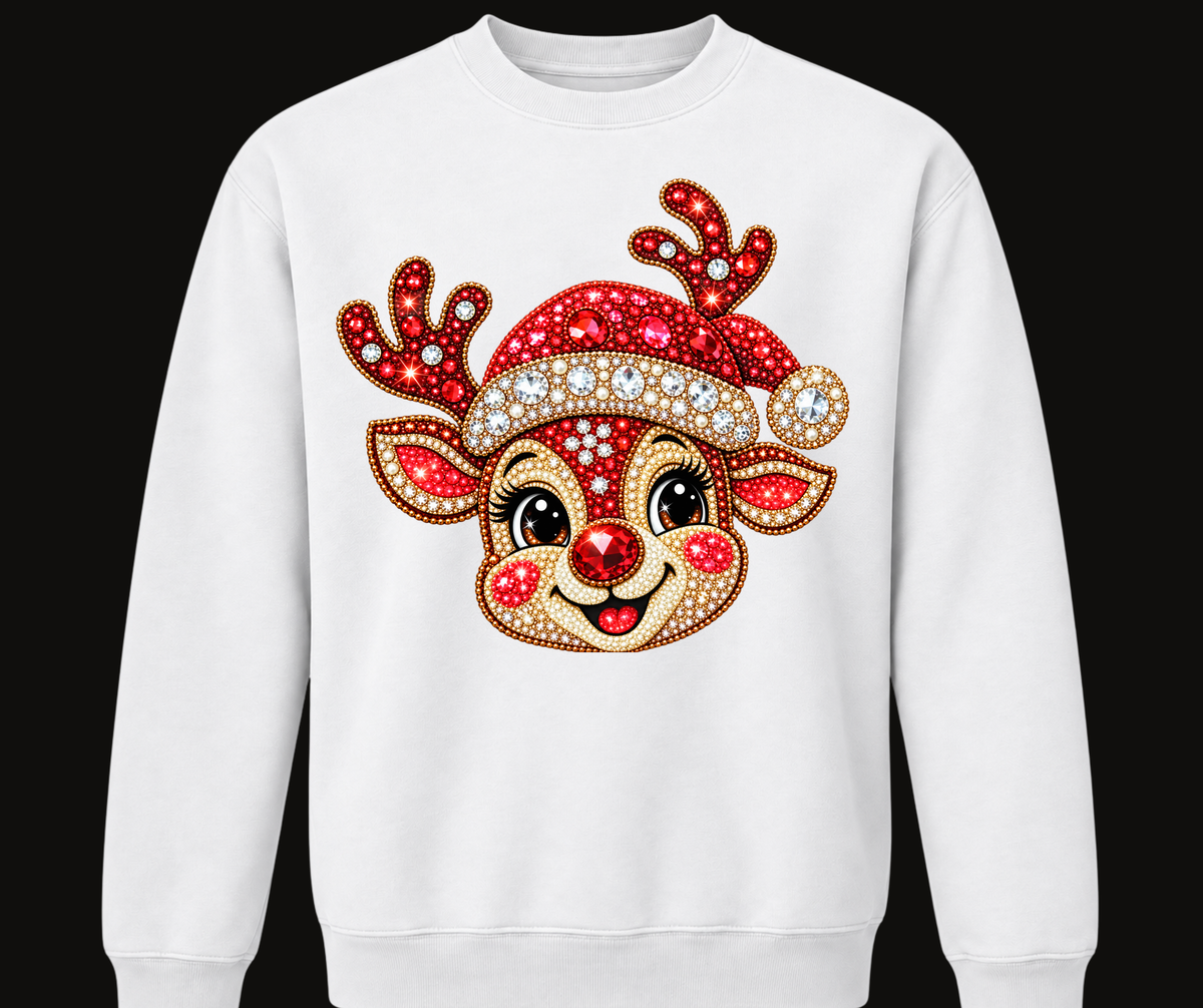 Sassy Server-faux rhinestone Christmas deer