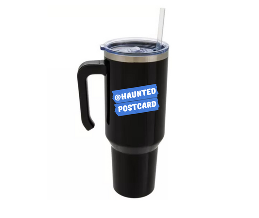 Haunted Postcard-Blue tape tumbler